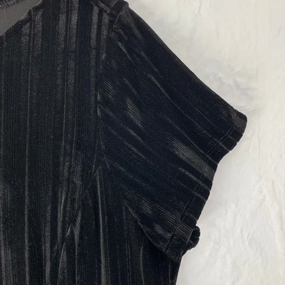 Chico's Velvet Embroidered Hem Shift Dress Black Sz Large - Picture 3 of 11